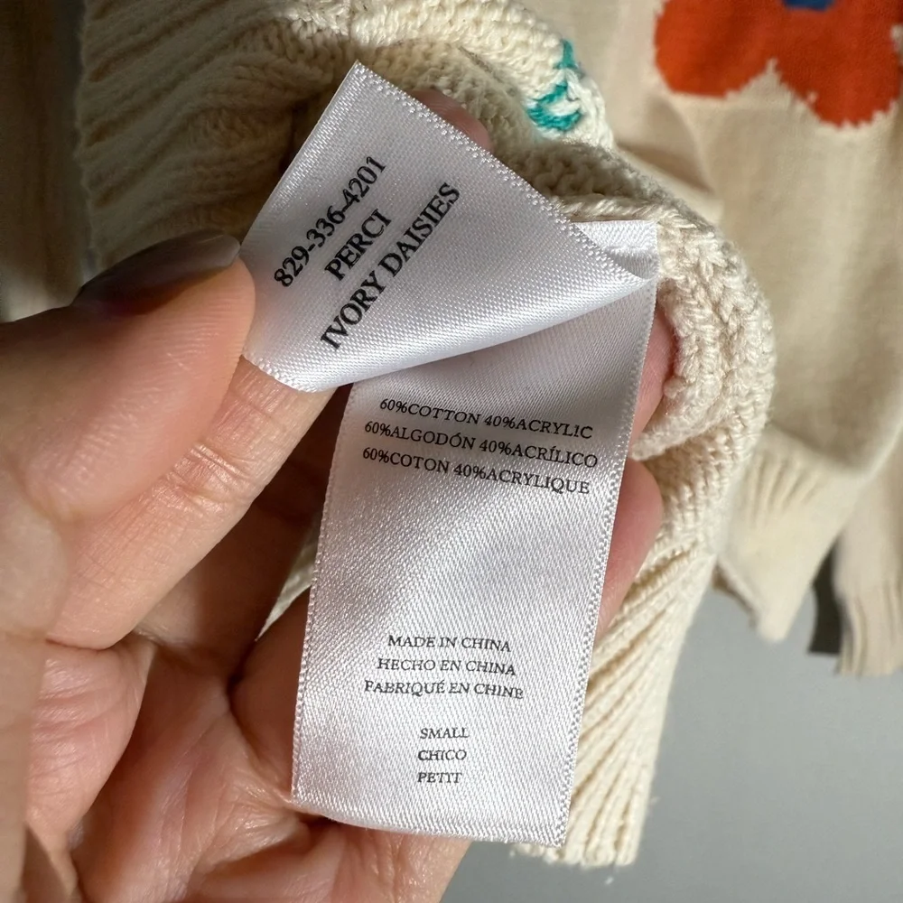 Rails Perci Cotton Sweater Ivory Daisies size S - Picture 10 of 11